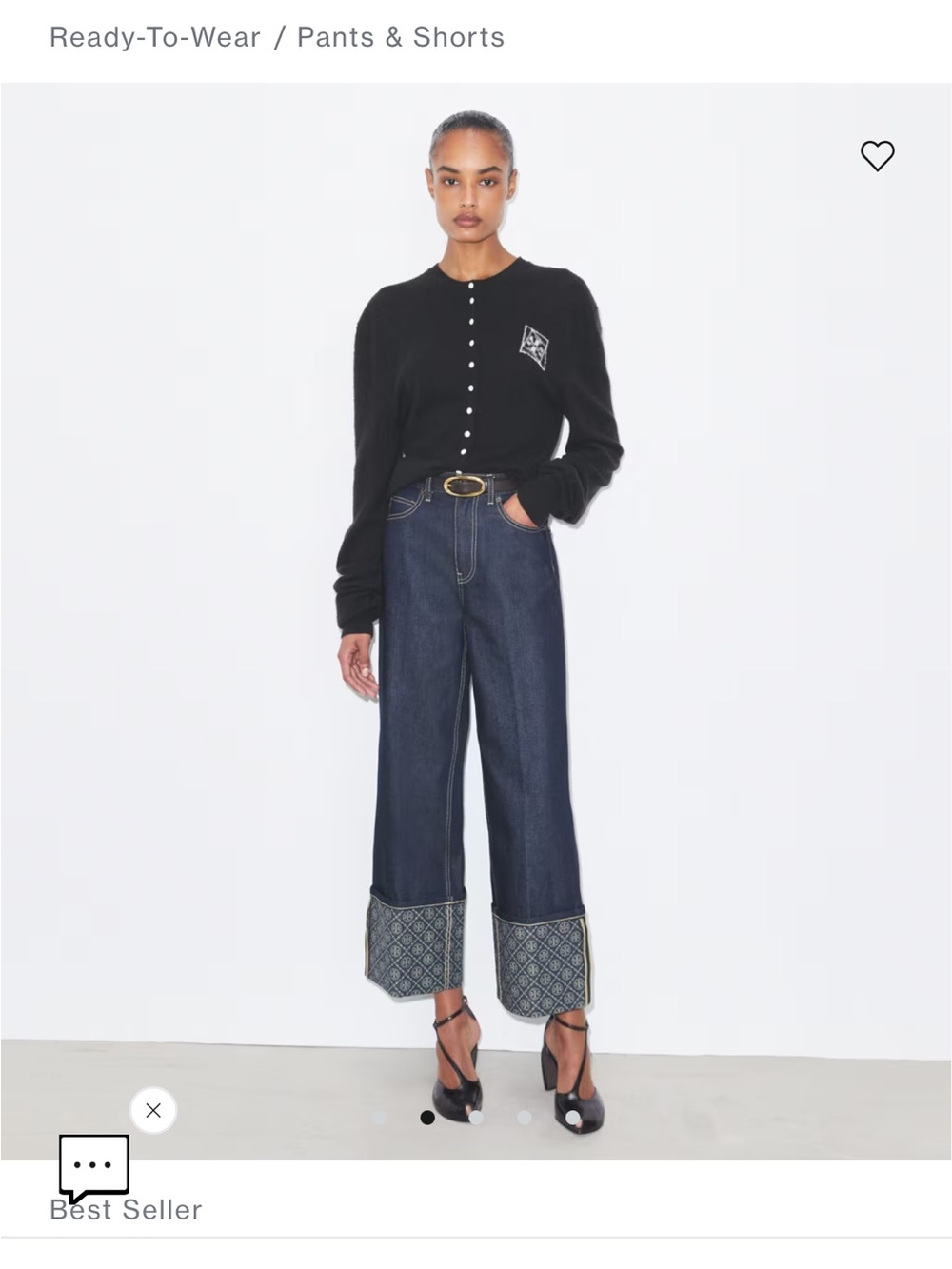 Tory Burch T Monogram Contrast Cuff Cropped Jean